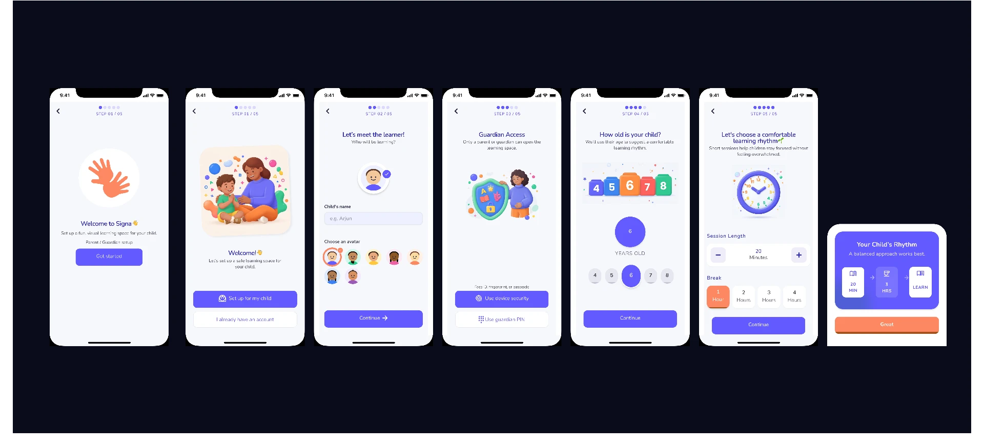 Onboarding screens