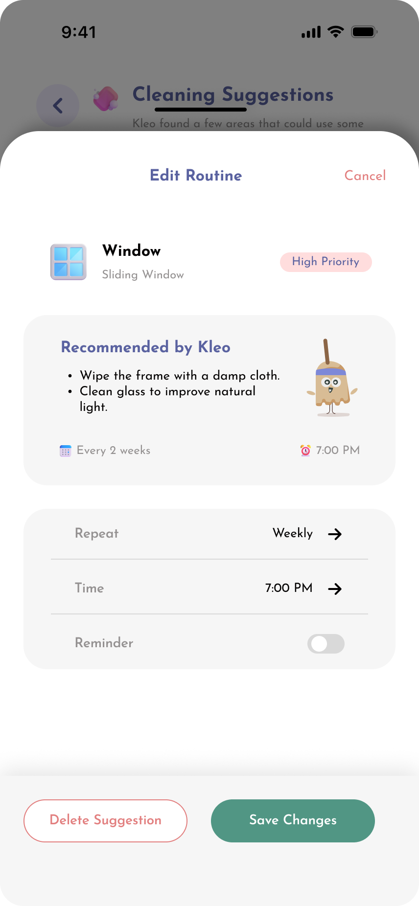 Kleo room setup screen 4
