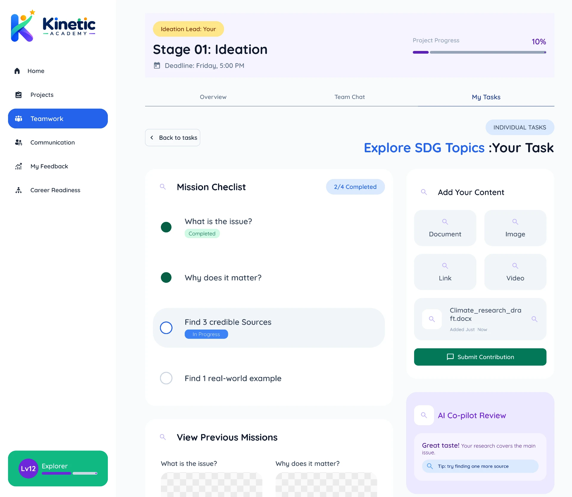 01 — Student Flow — Your Task: Climate Action