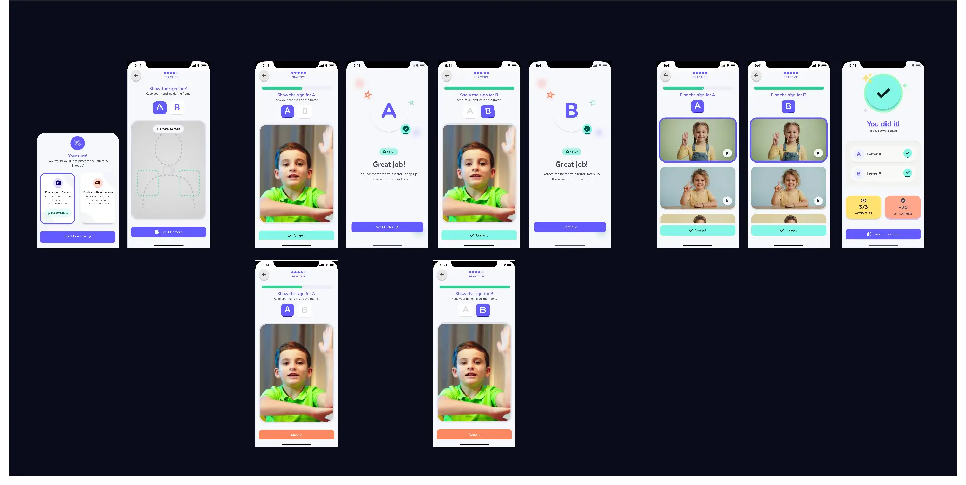 Practice screens