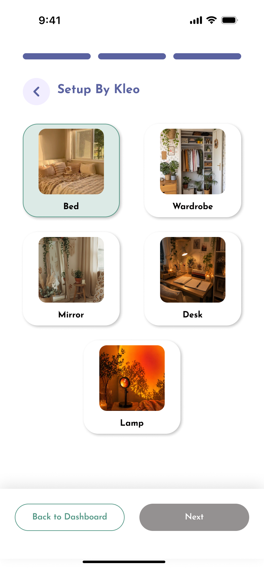 Kleo room setup screen 12