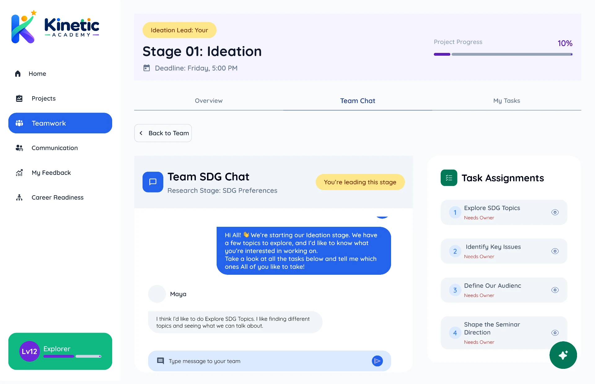 01 — Student Flow — Discuss & Choose Tasks