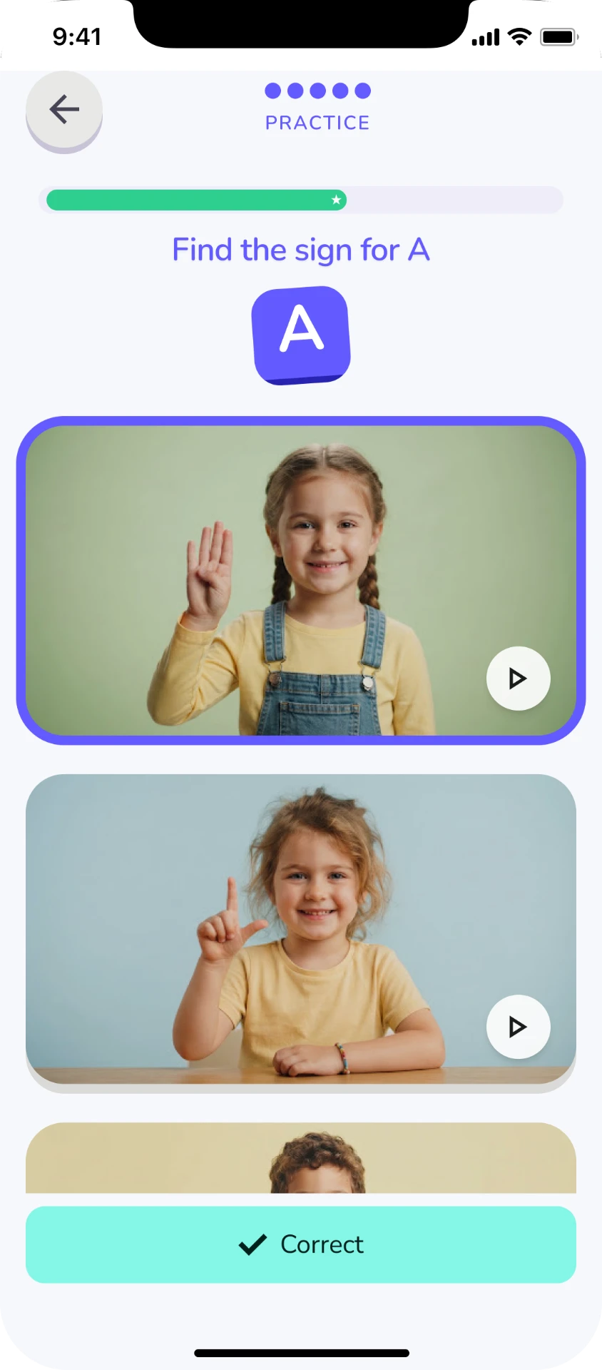 Practice — no camera — Camera-free matching activity with the same objective.