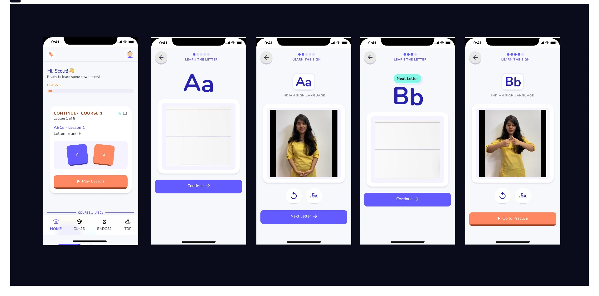 Learn screens