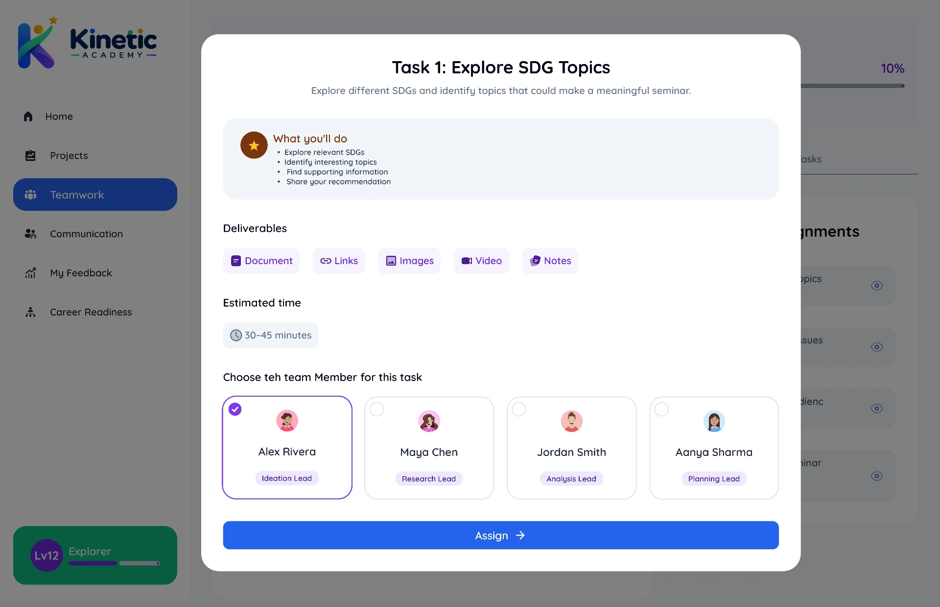 01 — Student Flow — Assign Stage Tasks