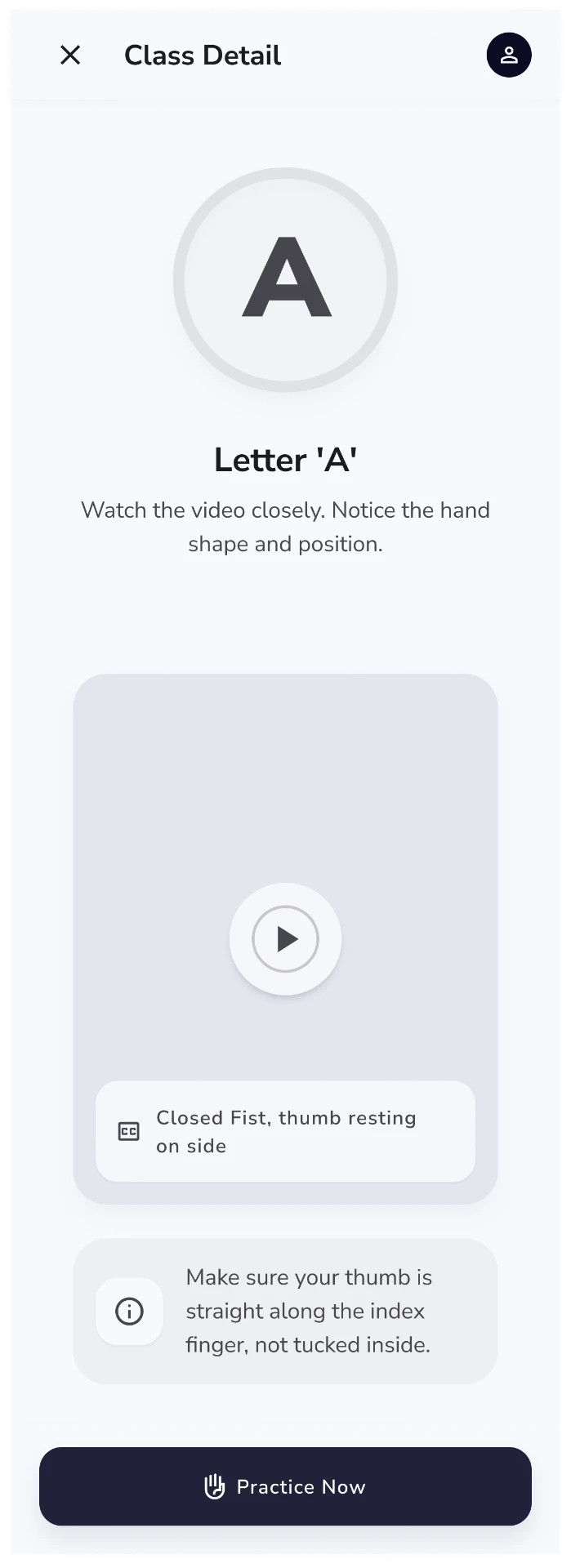 Wireframe — Lesson — letter A