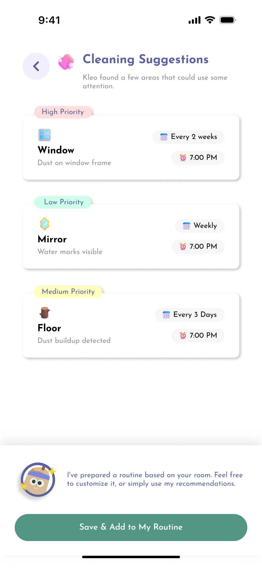 Kleo room setup screen 3