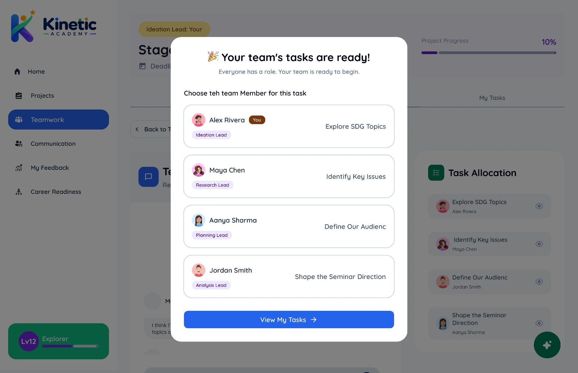 01 — Student Flow — Your Team's Tasks Are Ready
